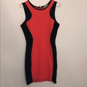 Coral/Black Mini Dress